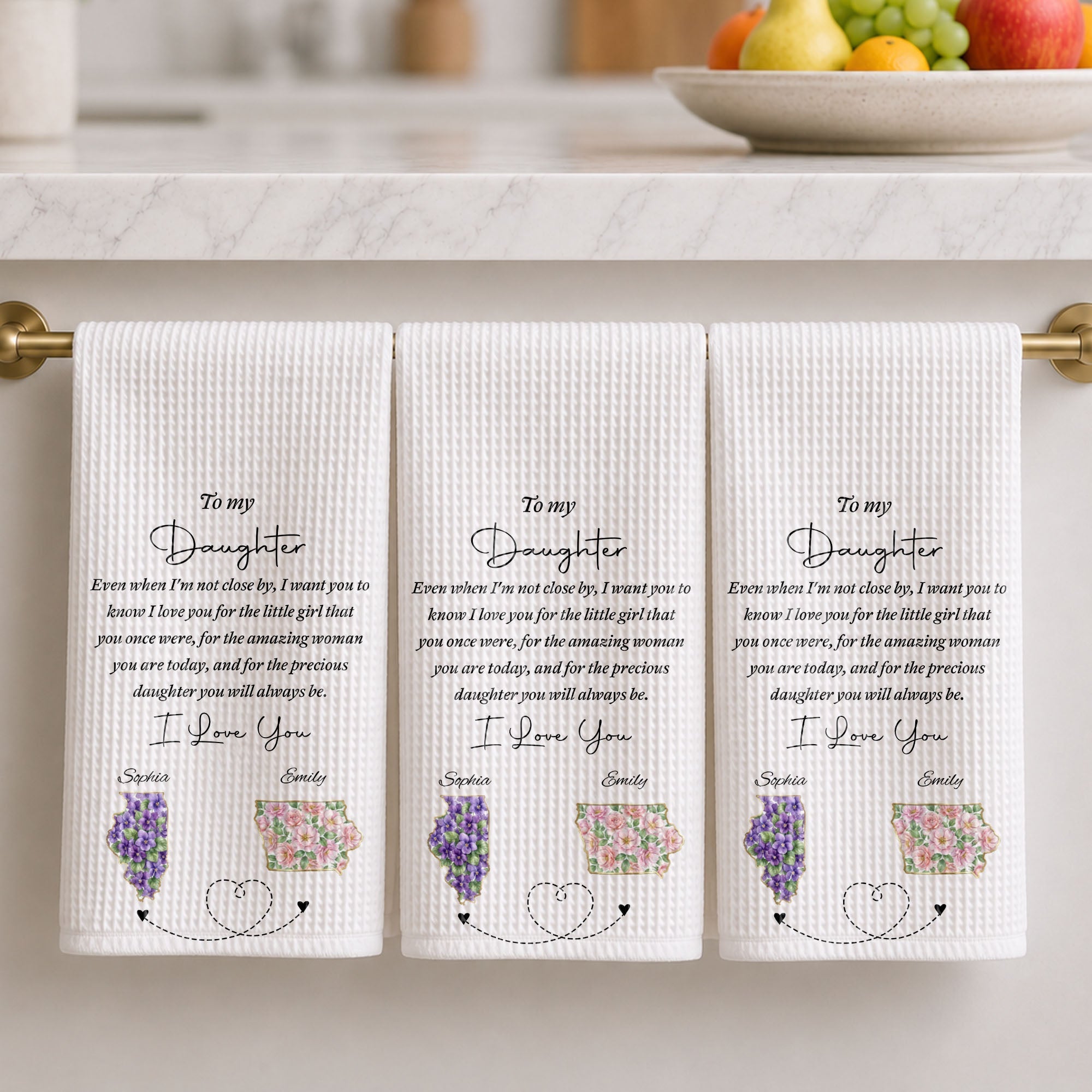 Personalized Kitchen Towel Custom State Art for Daughter Gift