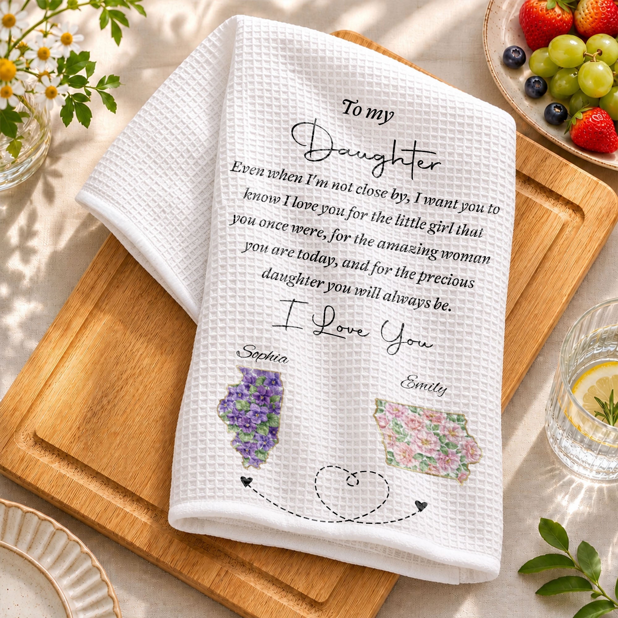 Personalized Kitchen Towel Custom State Art for Daughter Gift