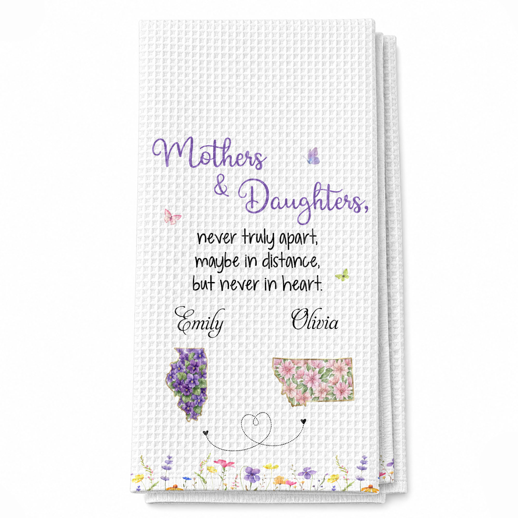 Personalized Kitchen Towel Custom State Flowers Gift for Mom