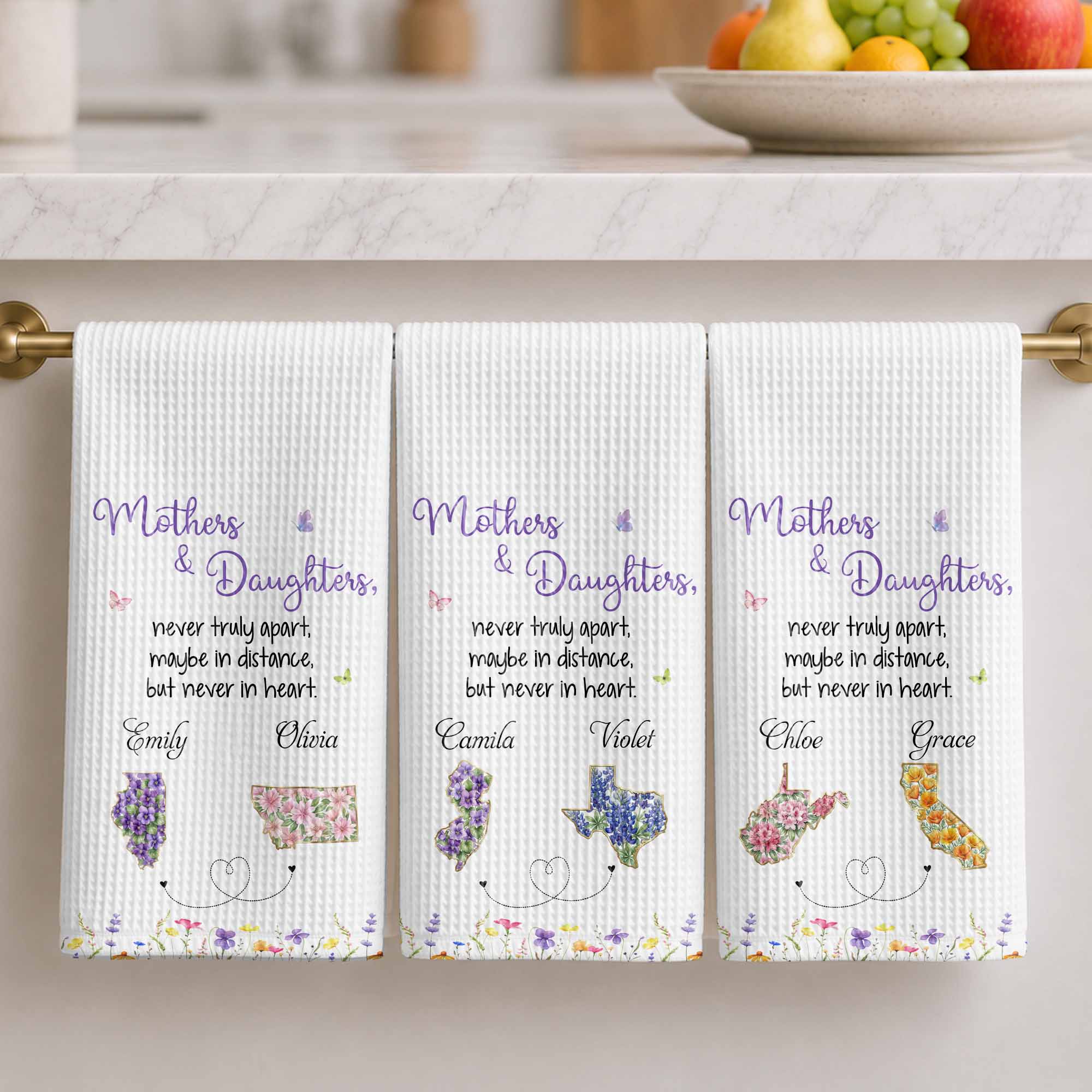 Personalized Kitchen Towel Custom State Flowers Gift for Mom