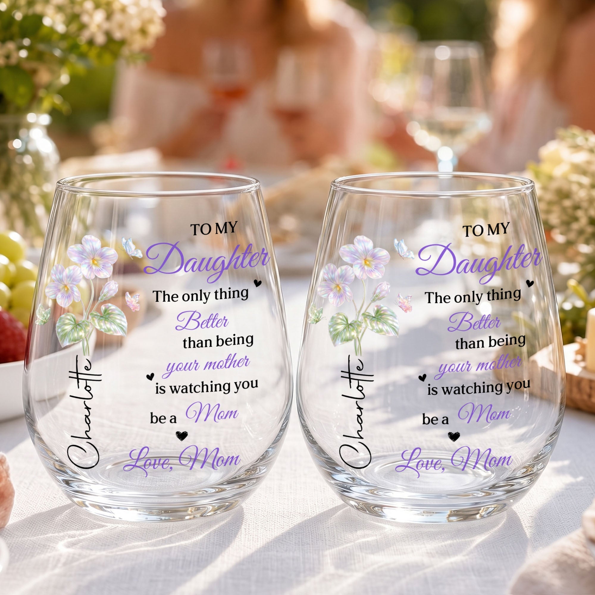 Personalized Stemless Wine Glass Custom Name Gift for Daughter