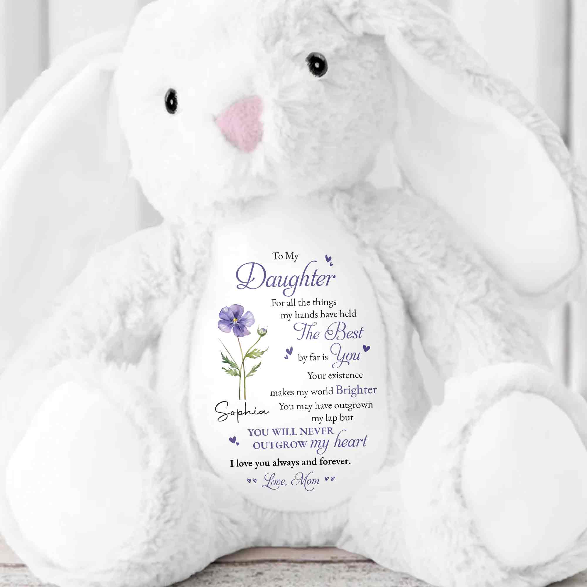 Personalized Stuffed Bunny Custom Name Gift for Daughter