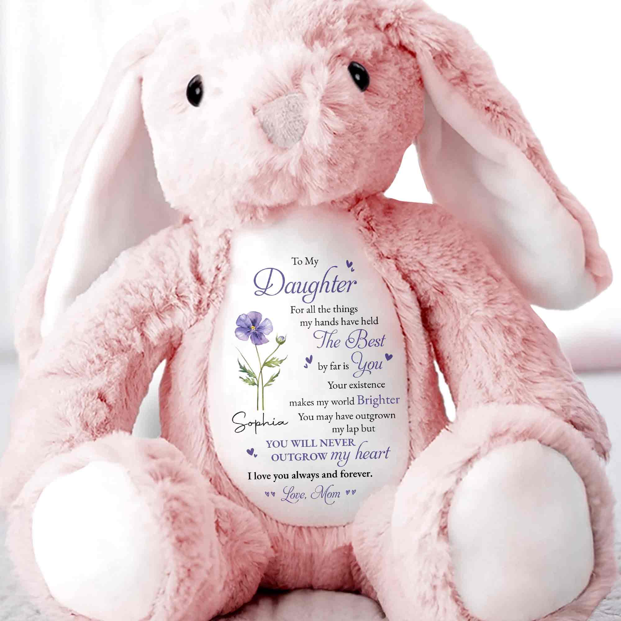 Personalized Stuffed Bunny Custom Name Gift for Daughter