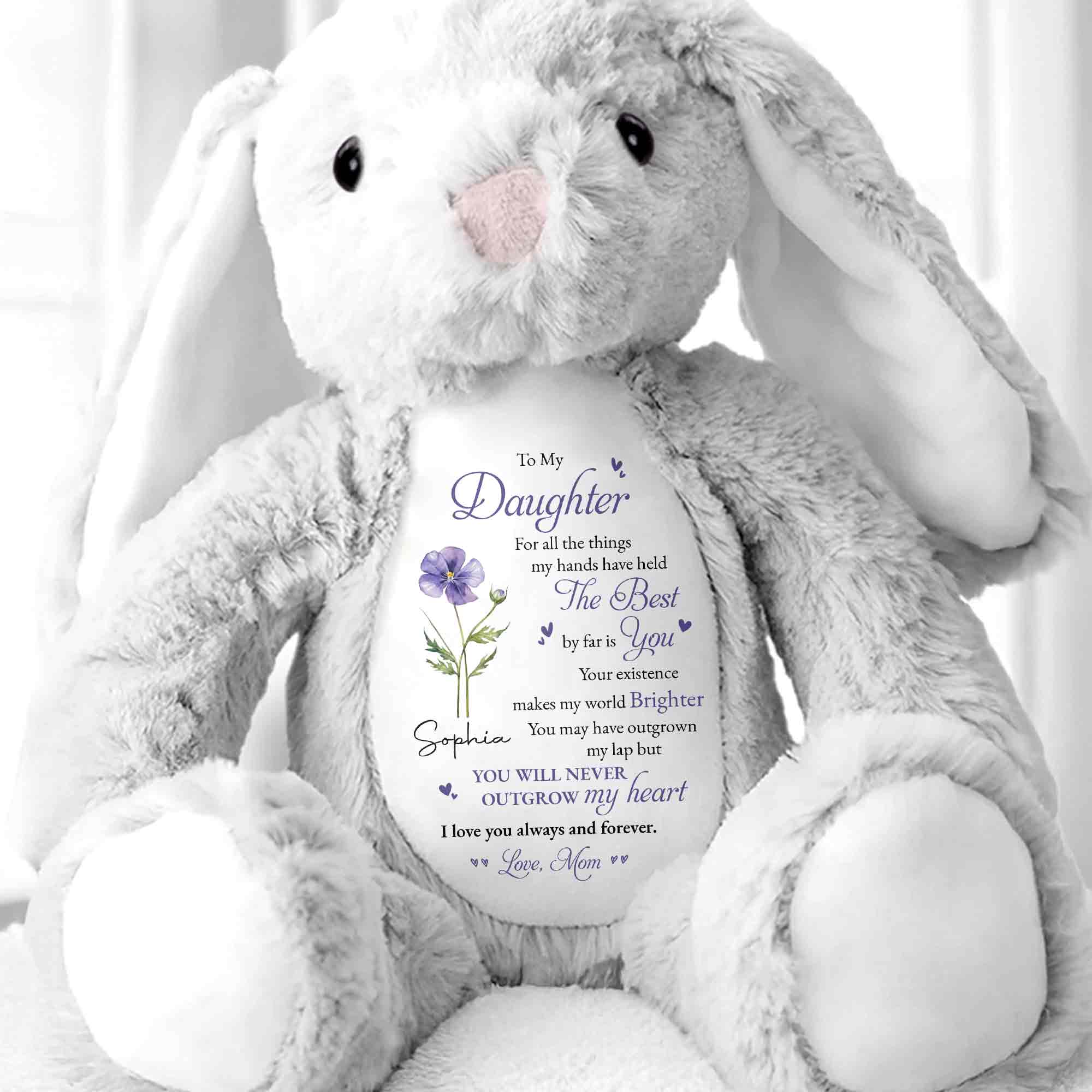 Personalized Stuffed Bunny Custom Name Gift for Daughter