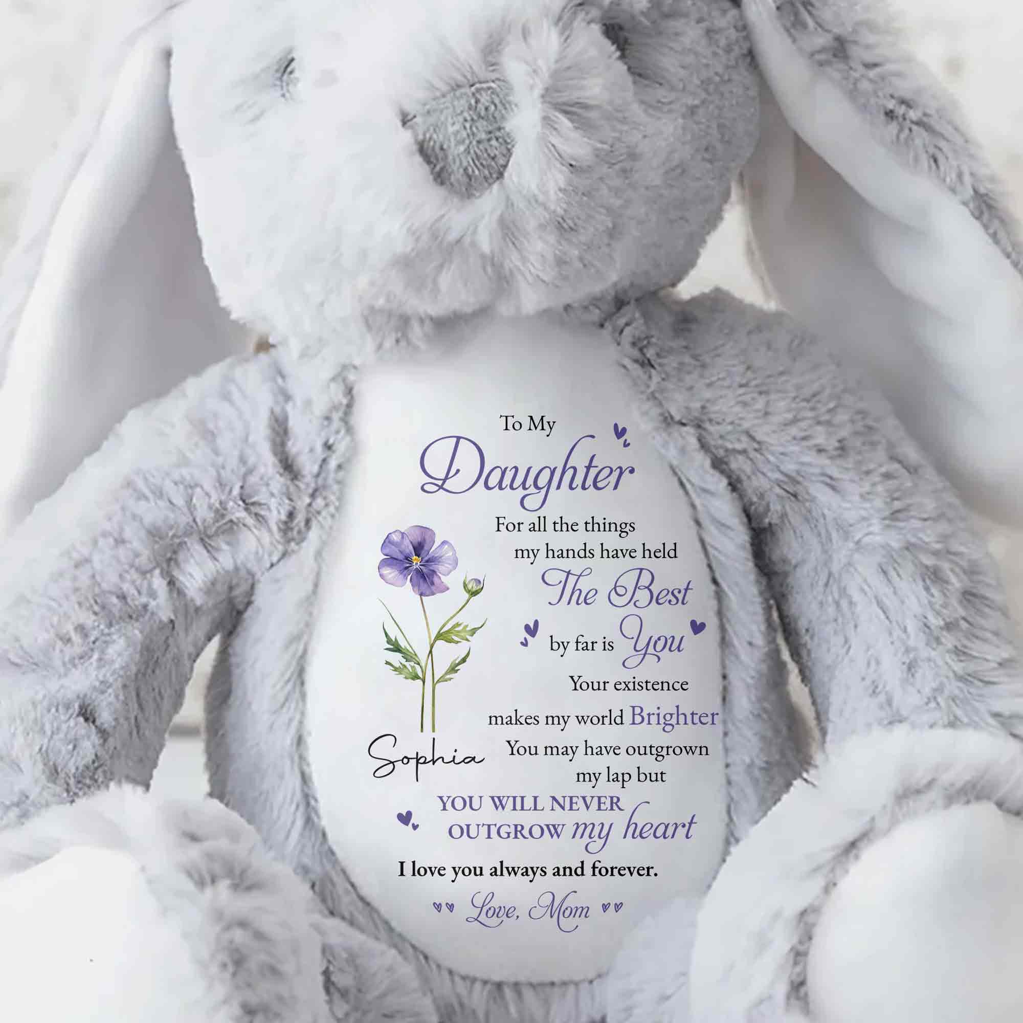Personalized Stuffed Bunny Custom Name Gift for Daughter