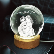 Load image into Gallery viewer, Personalized Dad Photo Crystal Globe Lamp Custom Engraved Gift
