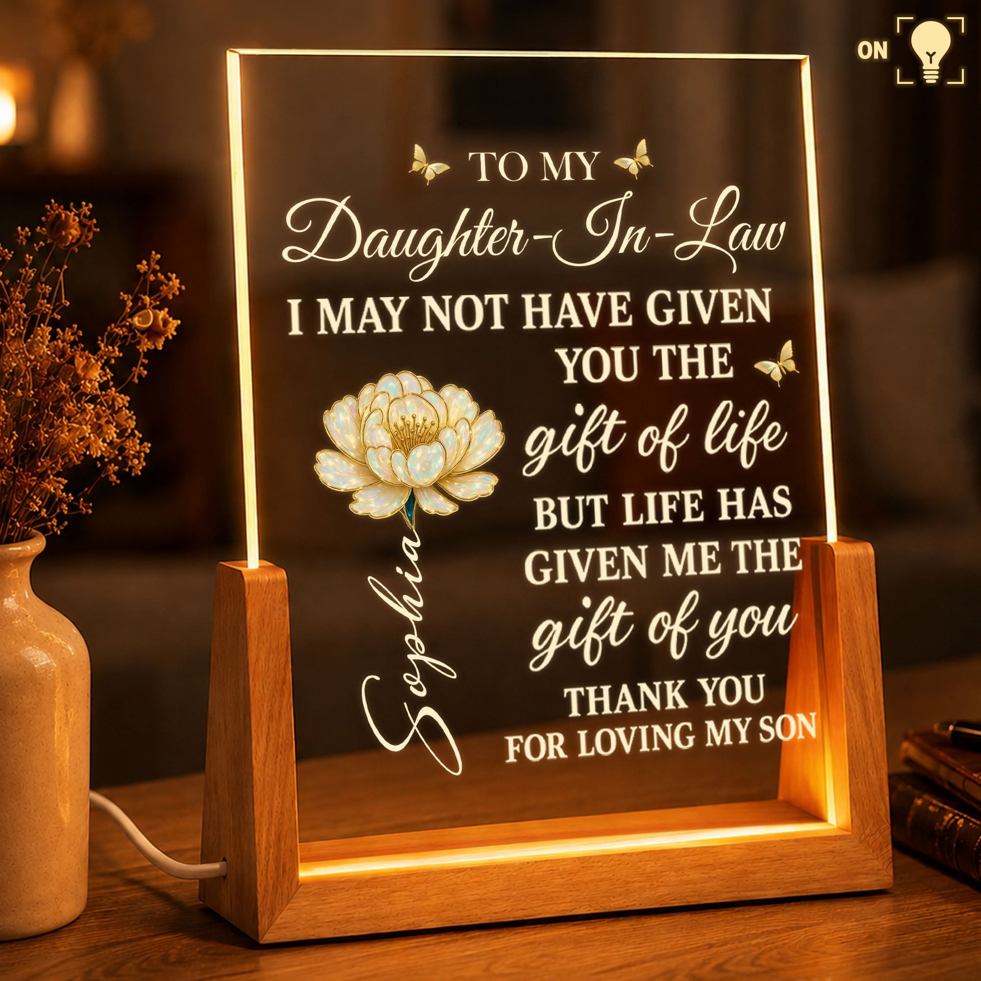 Personalized Acrylic Night Light Custom Gift for Daughter-in-Law