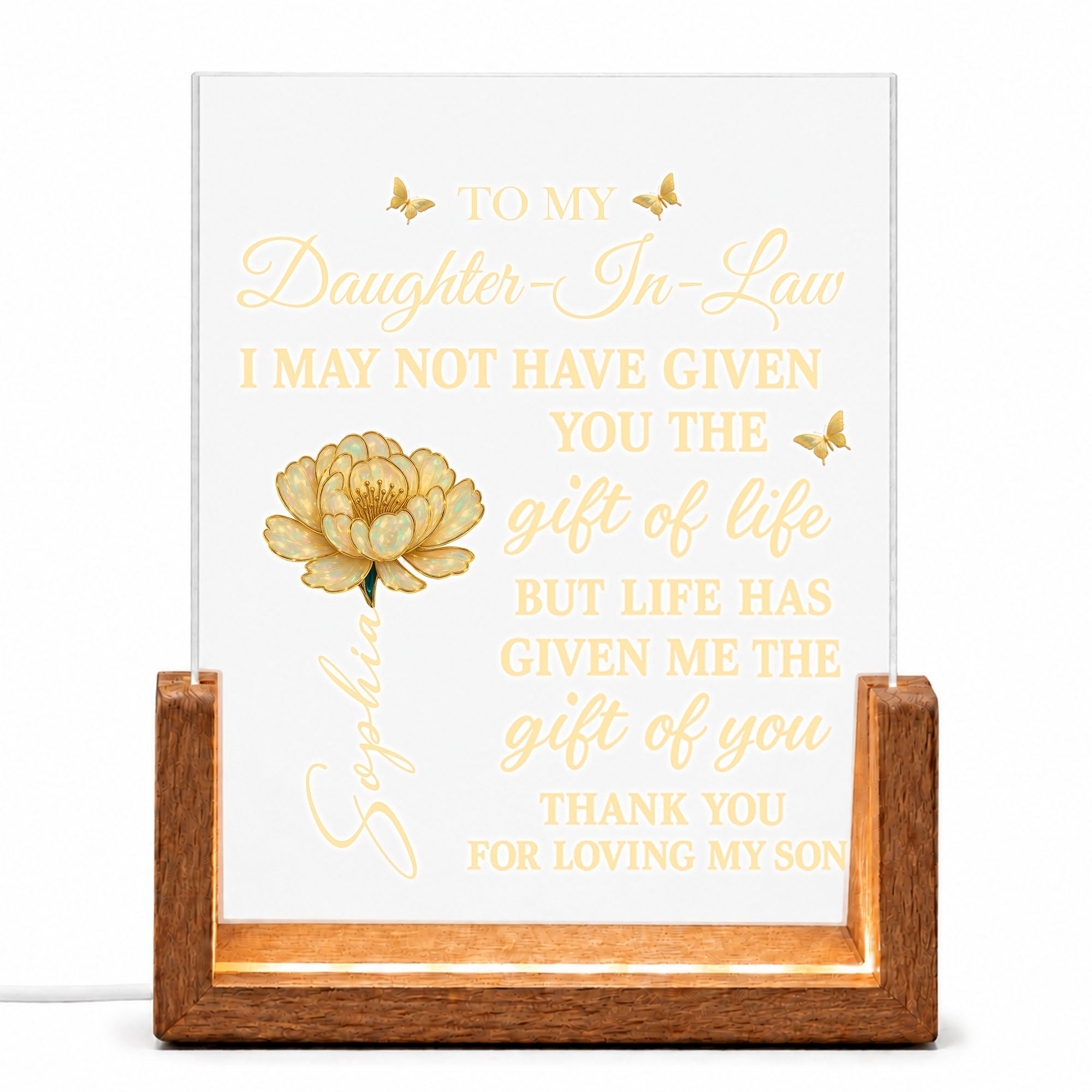 Personalized Acrylic Night Light Custom Gift for Daughter-in-Law