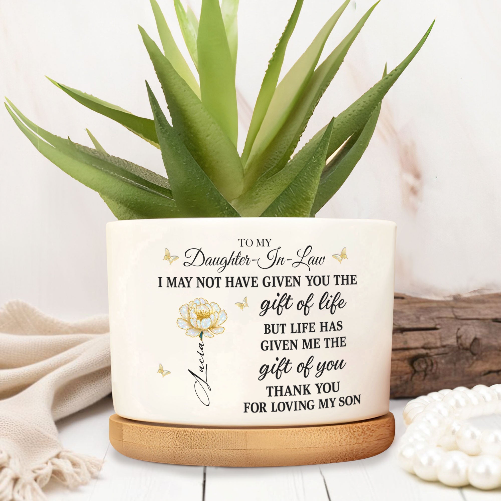 Personalized Ceramic Plant Pot Custom Gift for Daughter-in-Law