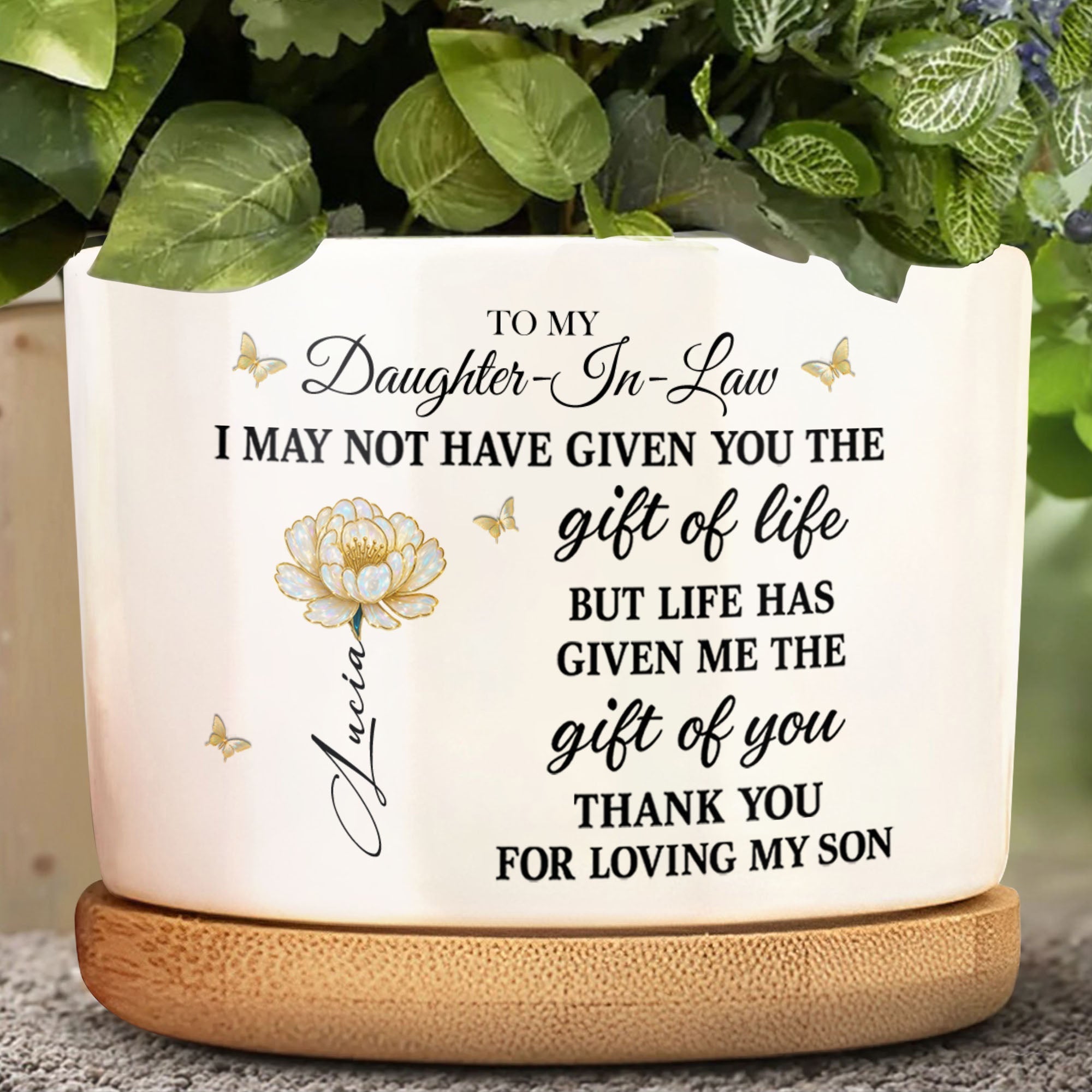 Personalized Ceramic Plant Pot Custom Gift for Daughter-in-Law