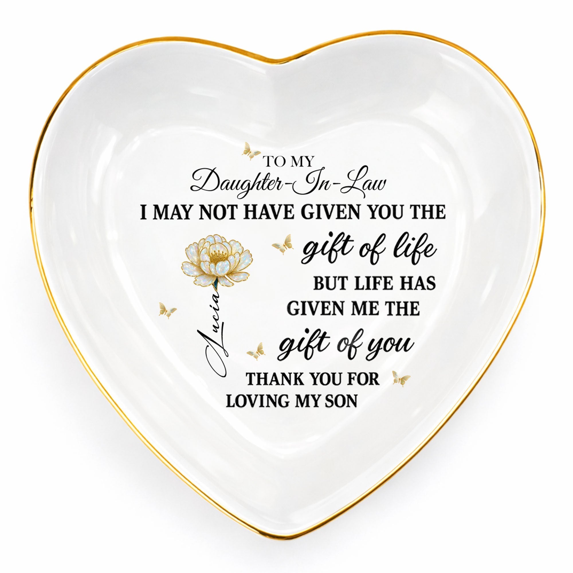 Personalized Heart-Shaped Jewelry Dish Custom Name Gift for Daughter-in-Law
