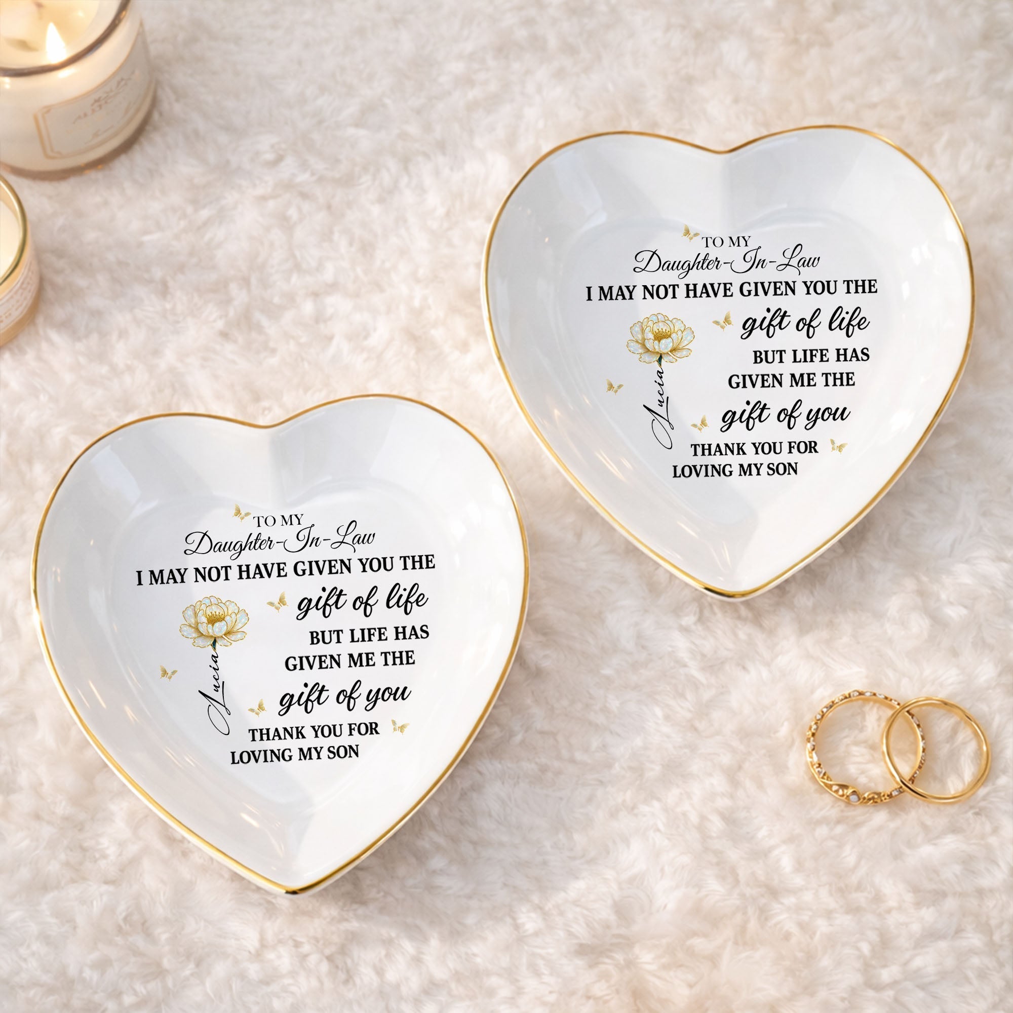 Personalized Heart-Shaped Jewelry Dish Custom Name Gift for Daughter-in-Law