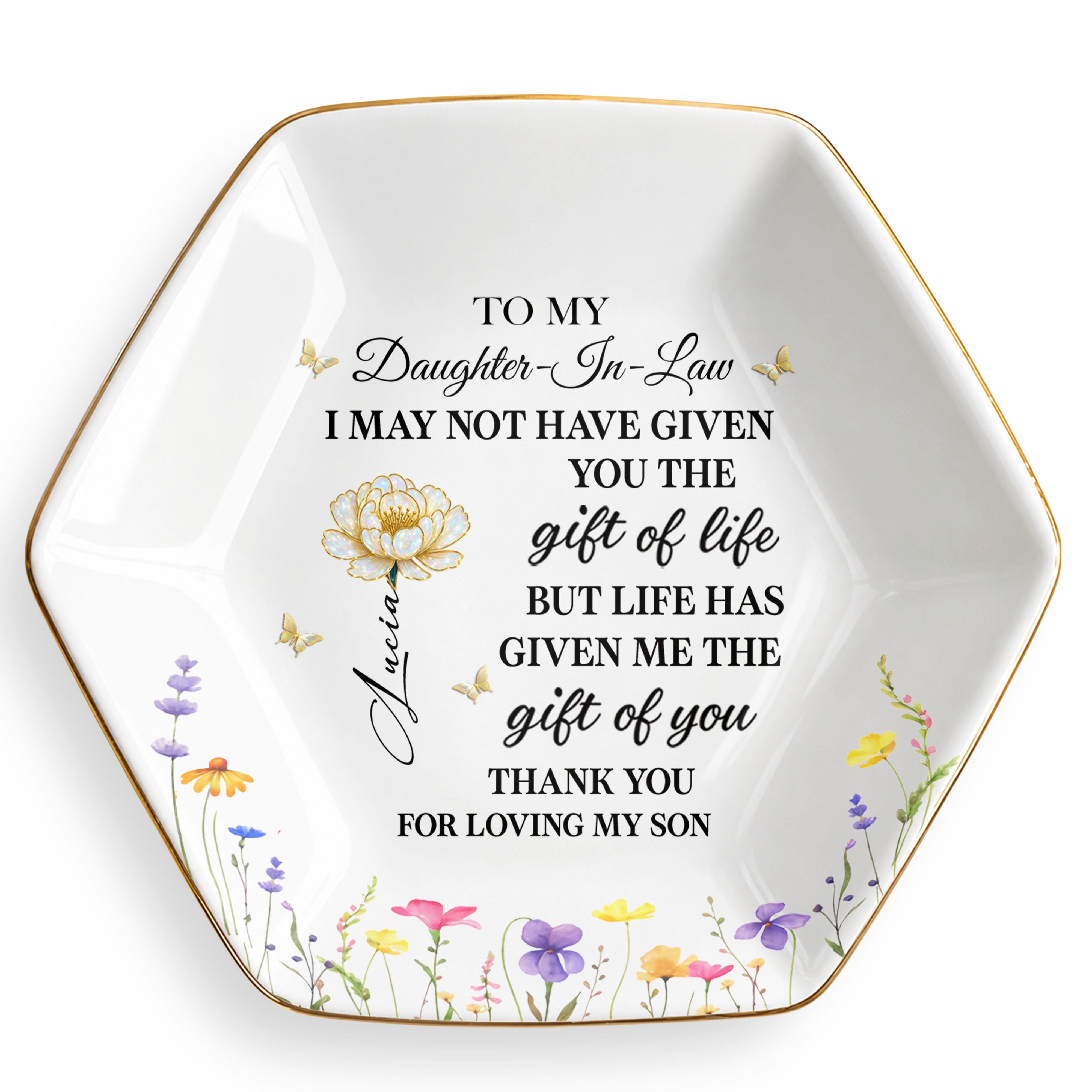 Personalized Ceramic Jewelry Dish Custom Gift for Daughter-in-Law