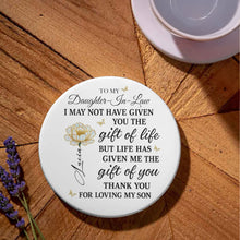 Load image into Gallery viewer, Personalized Flower Ceramic Coaster Gift for Daughter-in-Law
