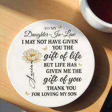 Load image into Gallery viewer, Personalized Flower Ceramic Coaster Gift for Daughter-in-Law
