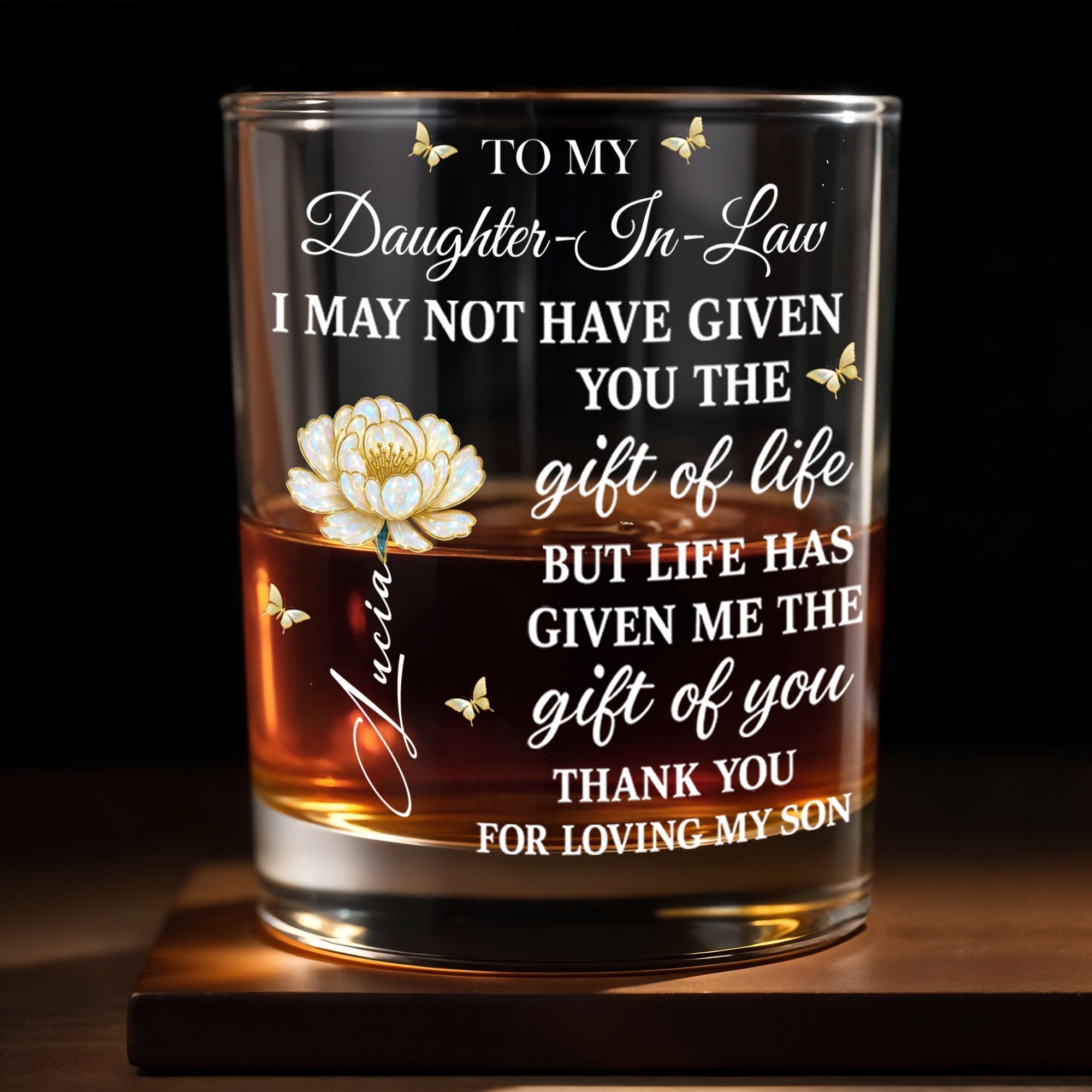 Personalized Custom Whiskey Glass Gift for Daughter-in-Law