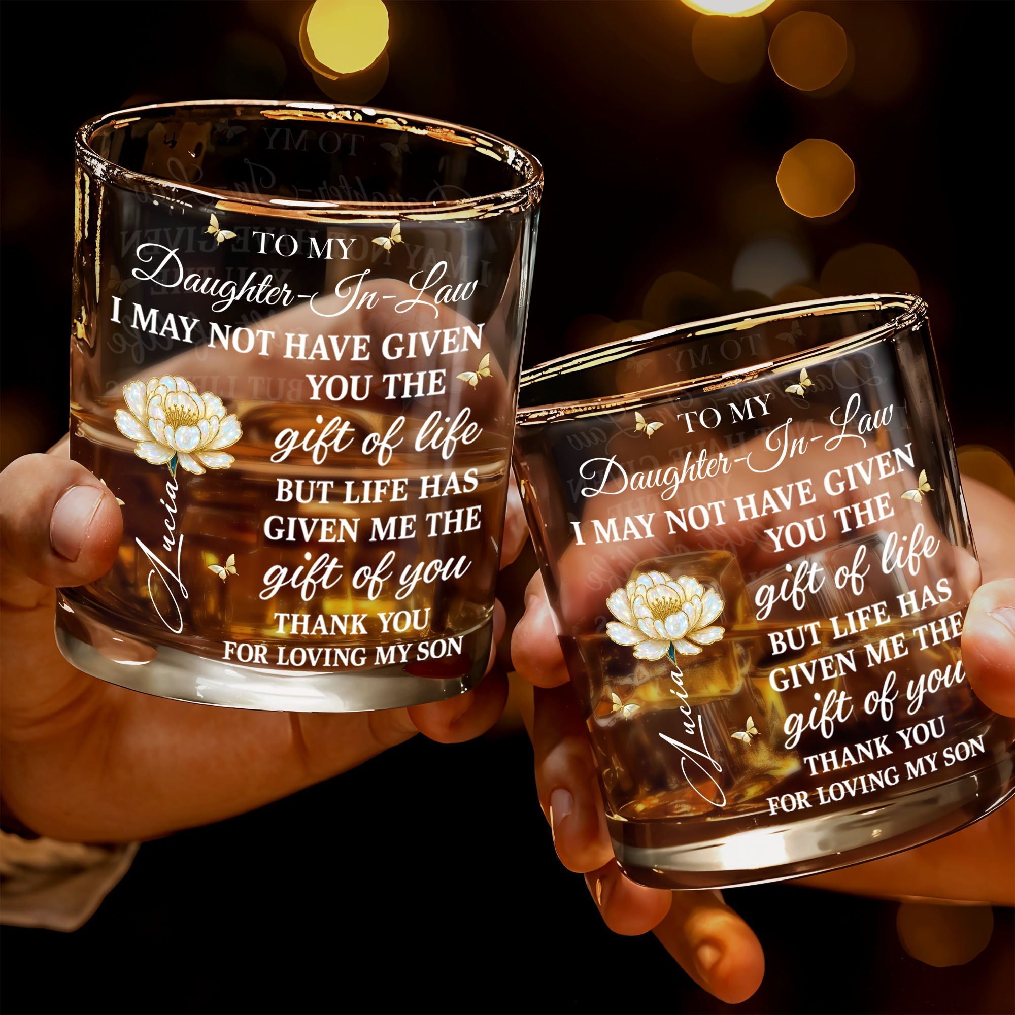 Personalized Custom Whiskey Glass Gift for Daughter-in-Law