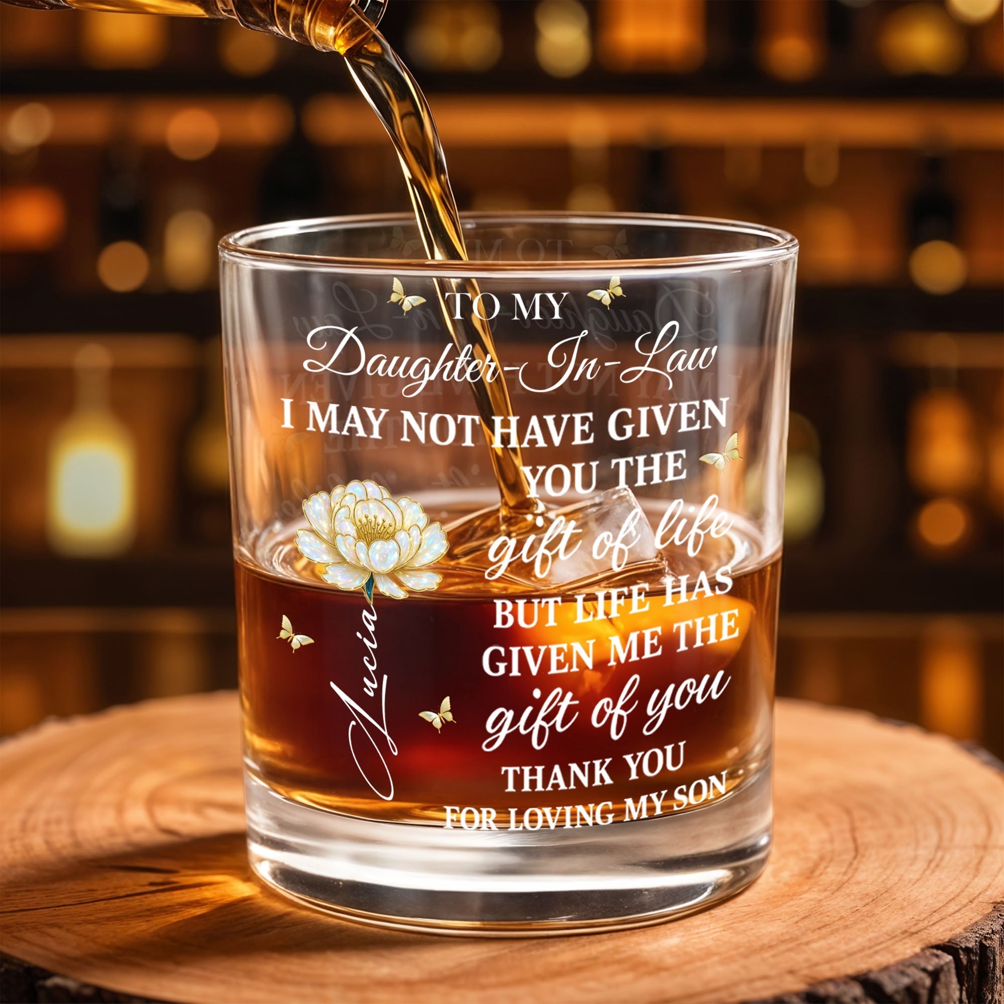Personalized Custom Whiskey Glass Gift for Daughter-in-Law