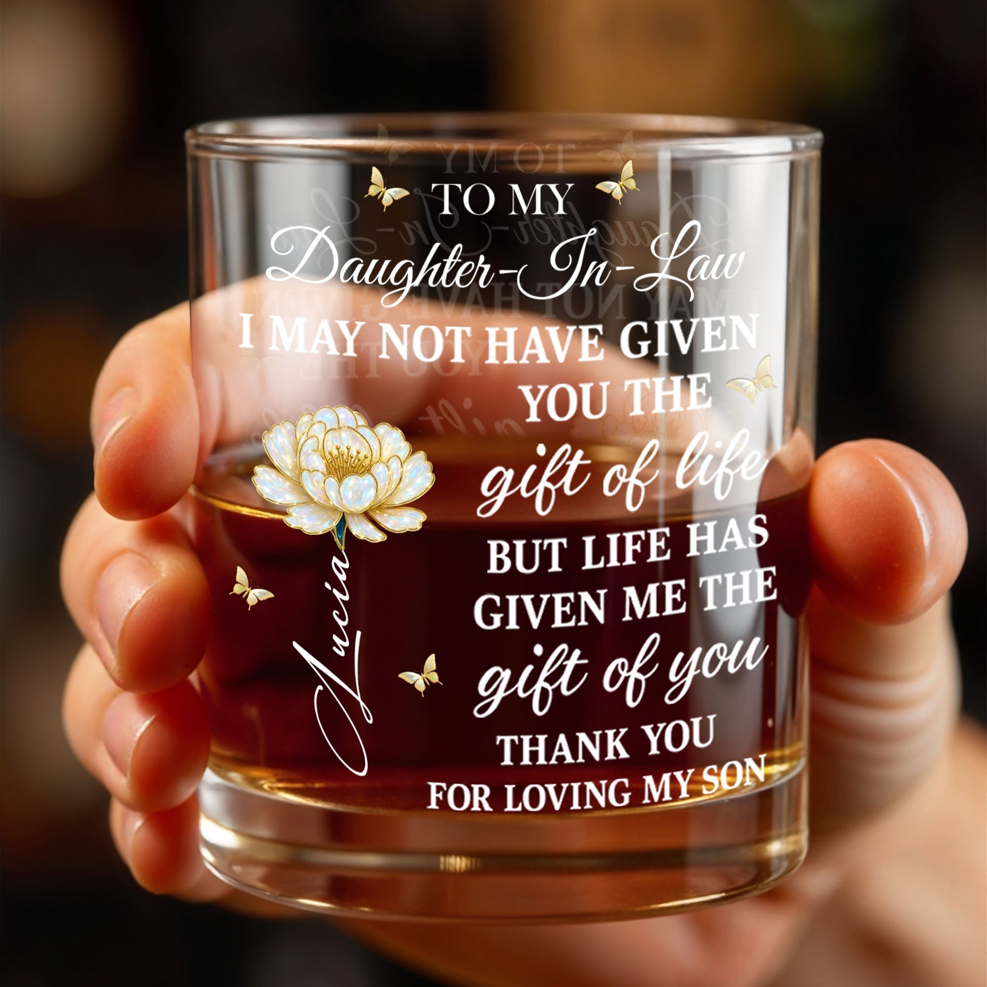 Personalized Custom Whiskey Glass Gift for Daughter-in-Law