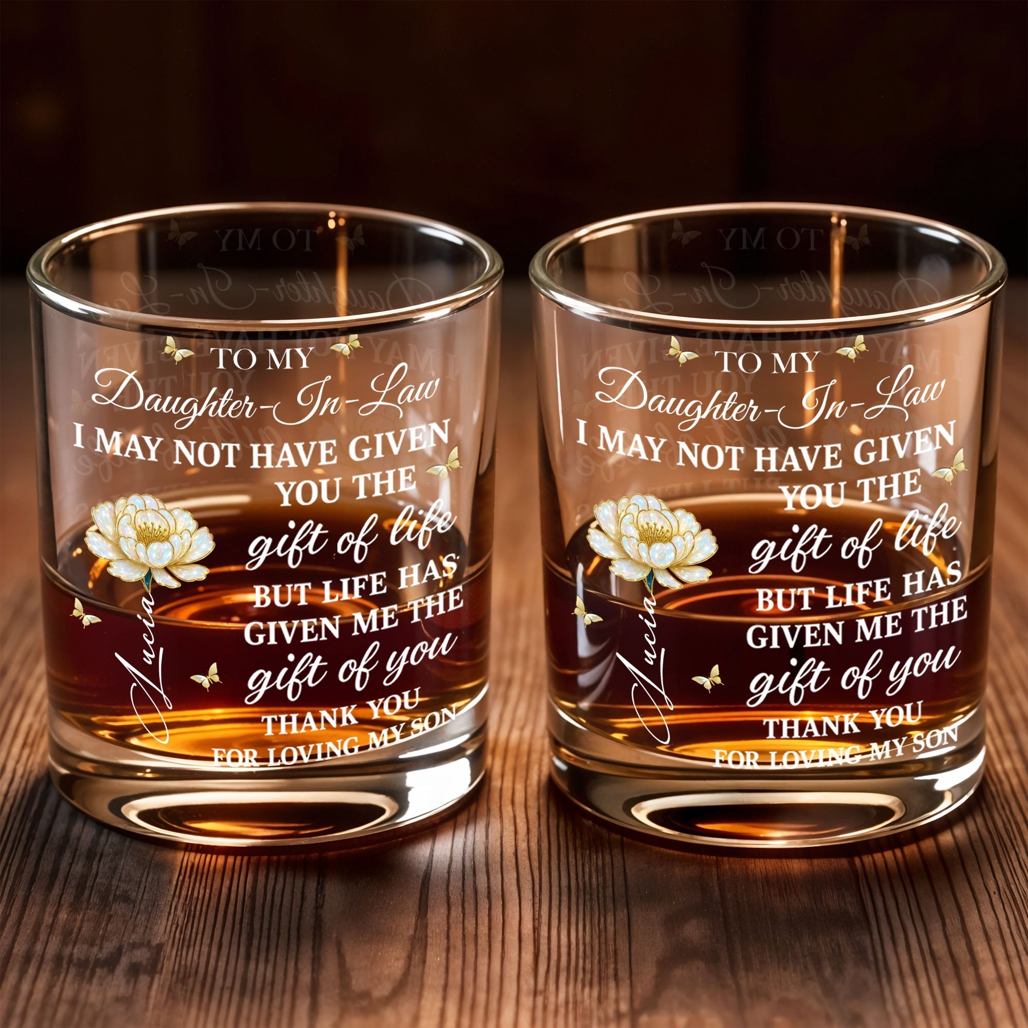 Personalized Custom Whiskey Glass Gift for Daughter-in-Law