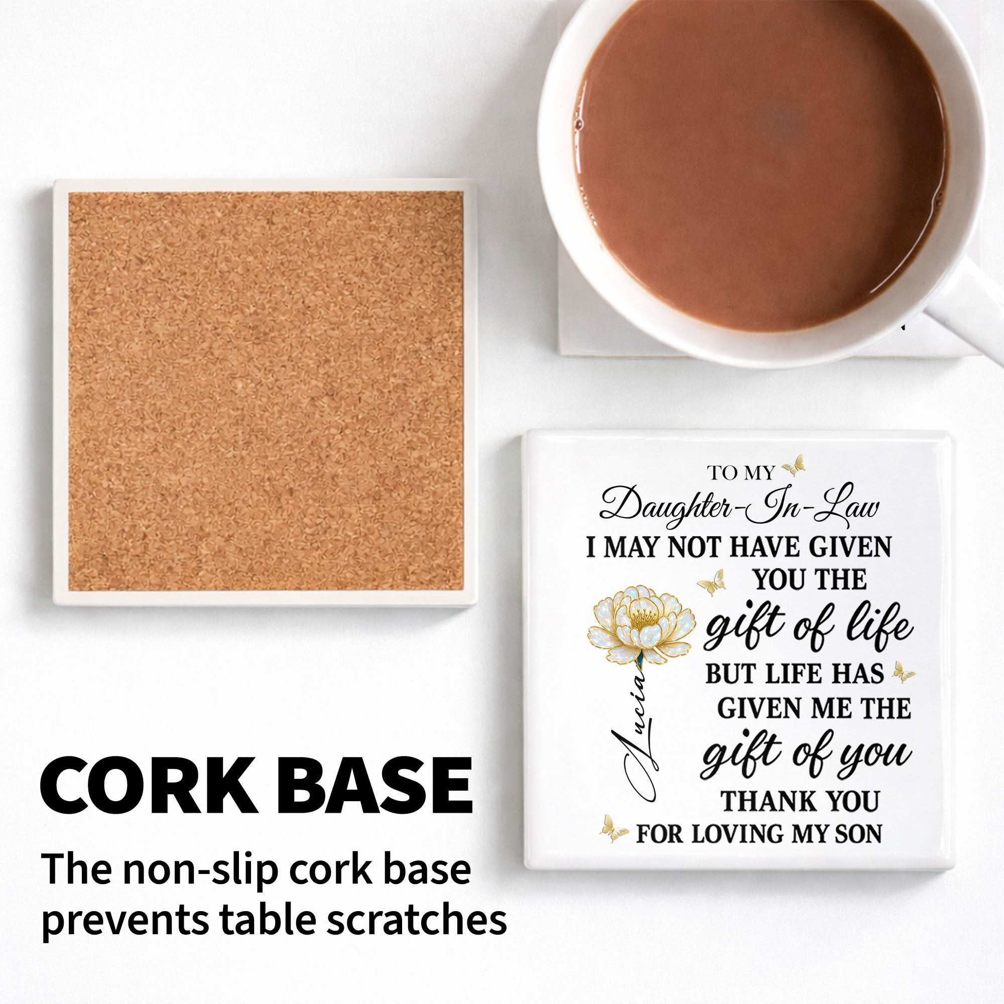 Personalized Ceramic Coaster Custom Gift for Daughter-in-Law