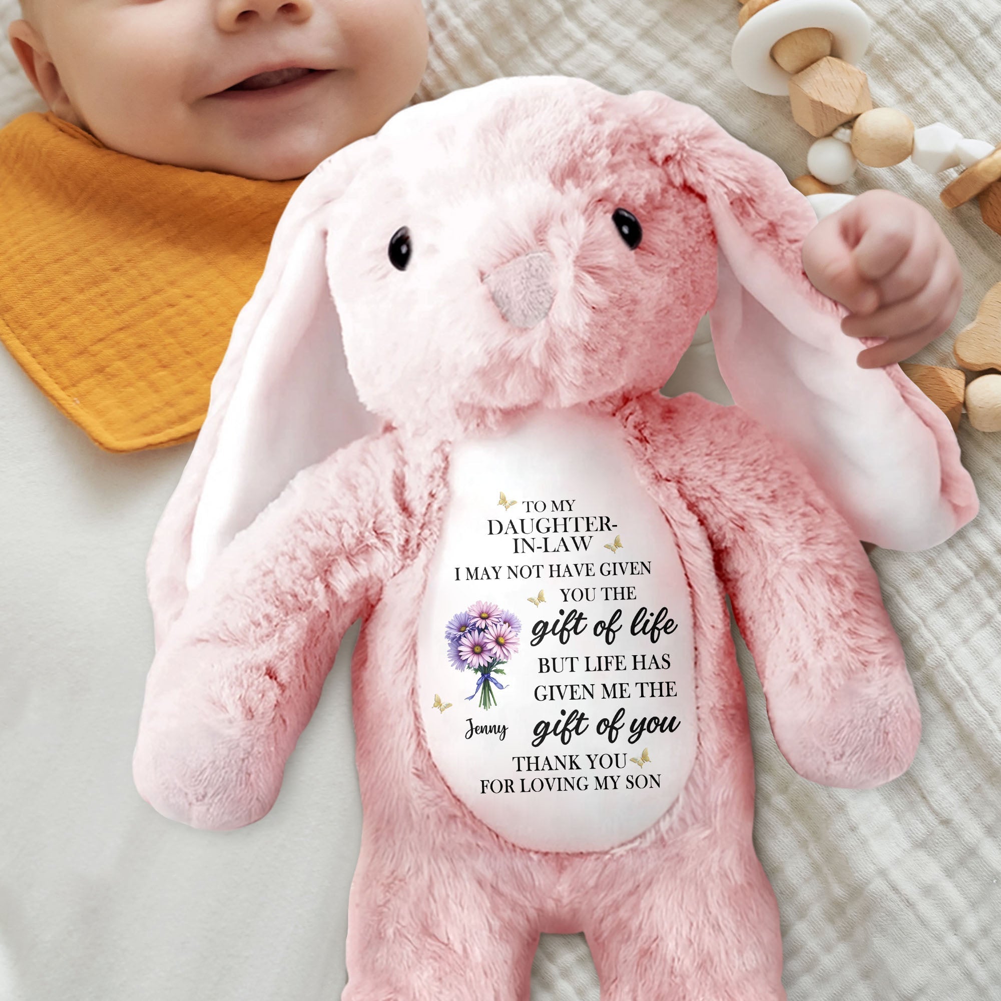 Personalized Plush Bunny Custom Name Gift for Daughter-In-Law