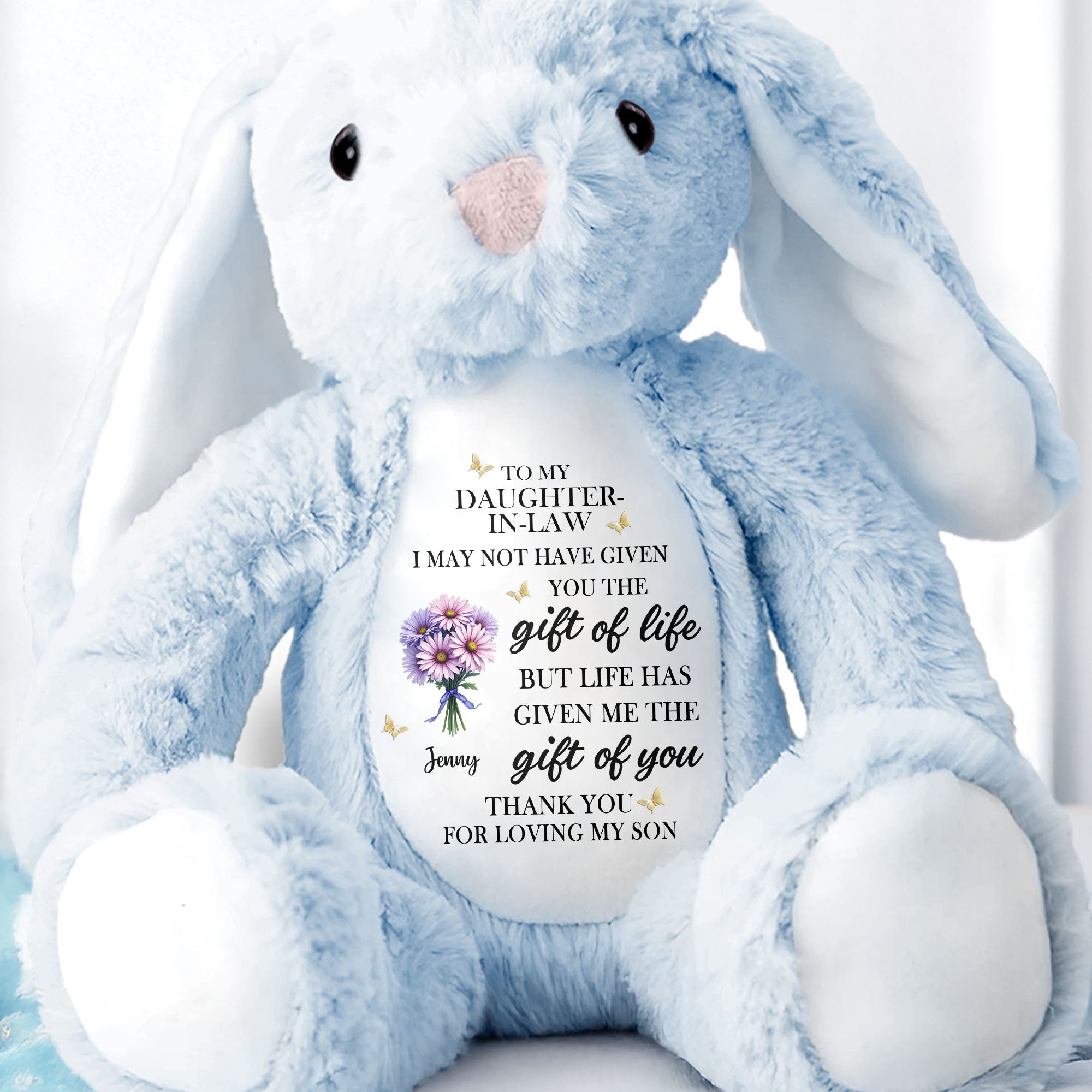 Personalized Plush Bunny Custom Name Gift for Daughter-In-Law