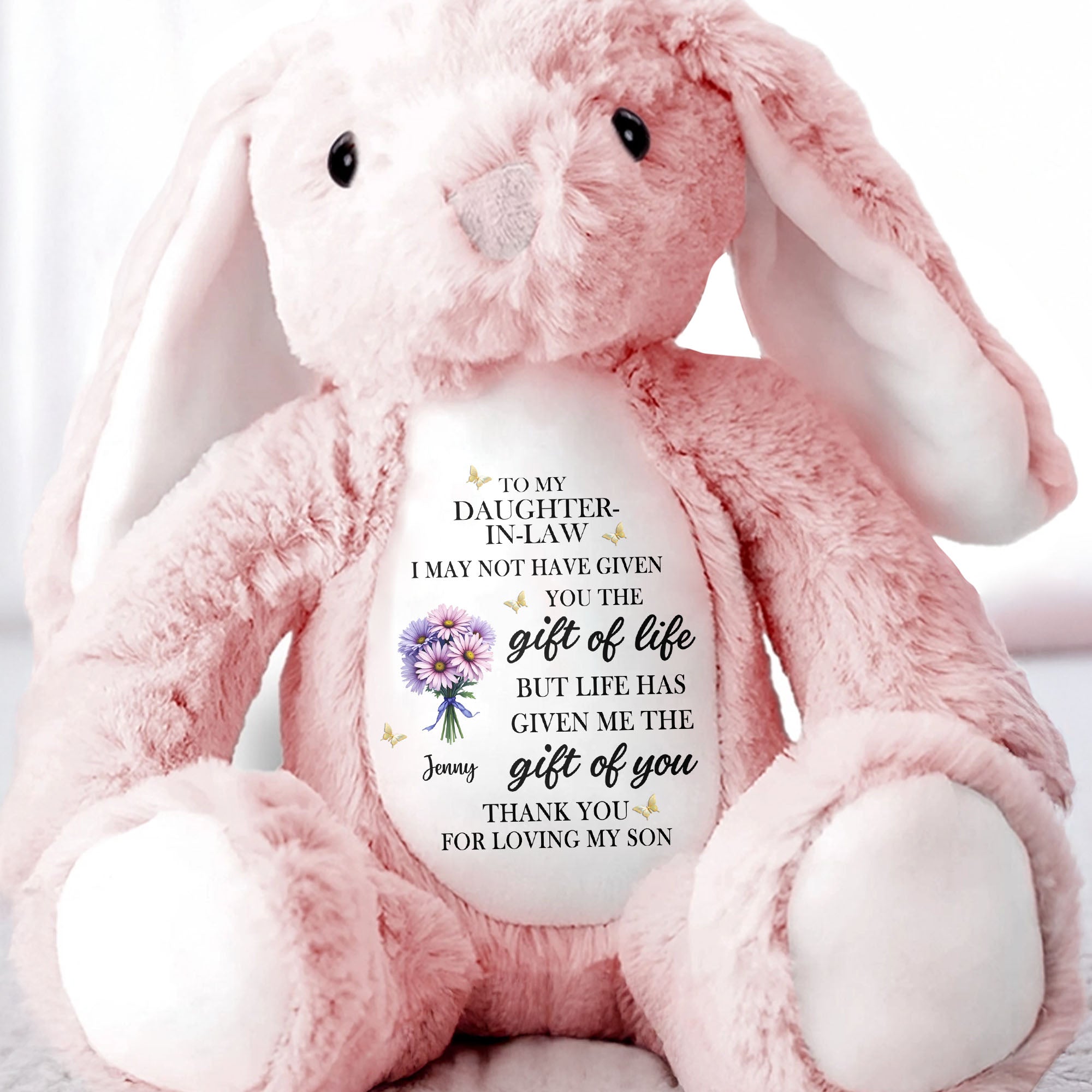 Personalized Plush Bunny Custom Name Gift for Daughter-In-Law