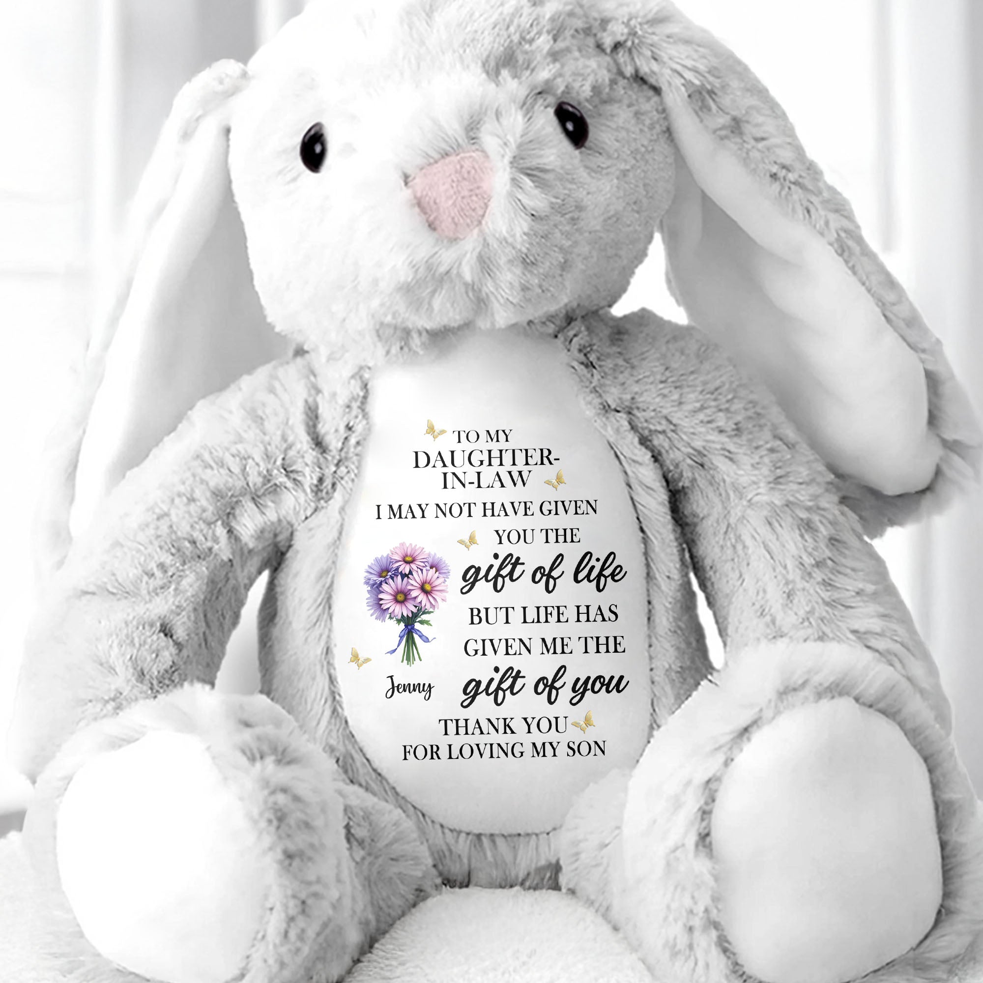 Personalized Plush Bunny Custom Name Gift for Daughter-In-Law