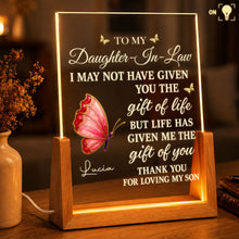 Load image into Gallery viewer, Personalized Acrylic Night Light with Wooden Base Gift for Daughter-in-Law
