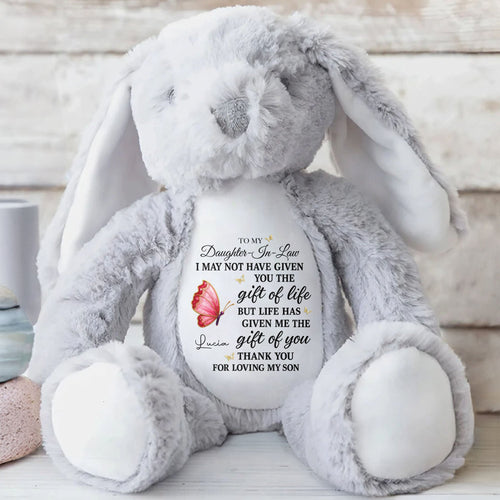 Personalized Stuffed Bunny Gift for Daughter-in-Law with Butterfly