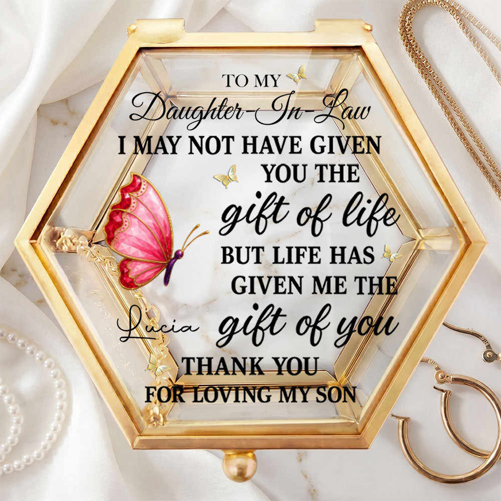 Personalized Glass Jewelry Box Custom Name Gift for Daughter-in-Law