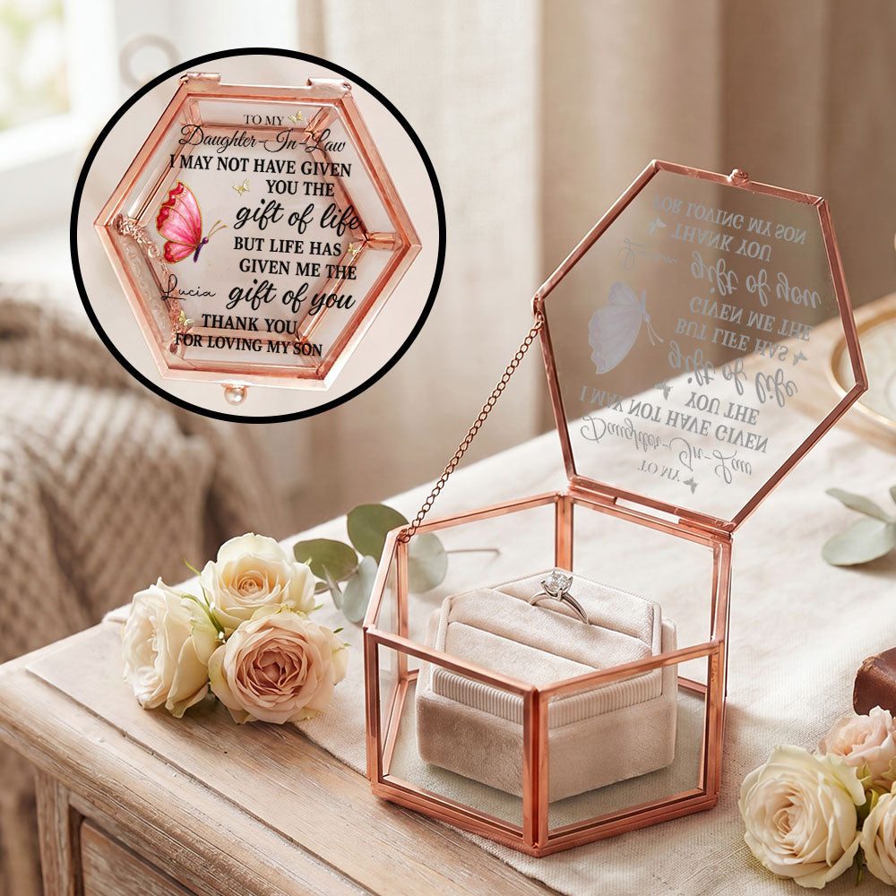 Personalized Glass Jewelry Box Custom Name Gift for Daughter-in-Law