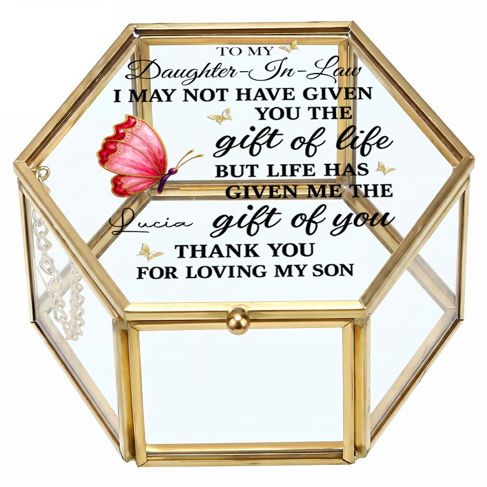 Personalized Glass Jewelry Box Custom Name Gift for Daughter-in-Law