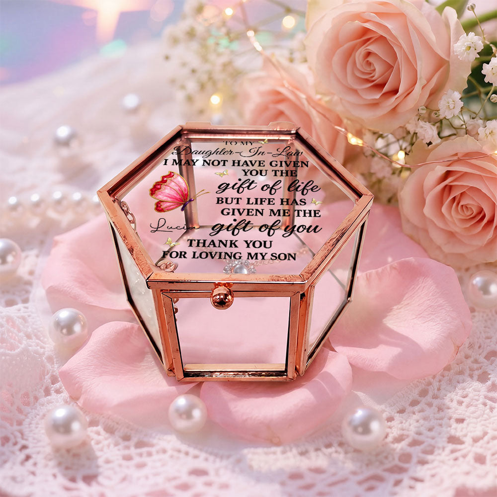 Personalized Glass Jewelry Box Custom Name Gift for Daughter-in-Law
