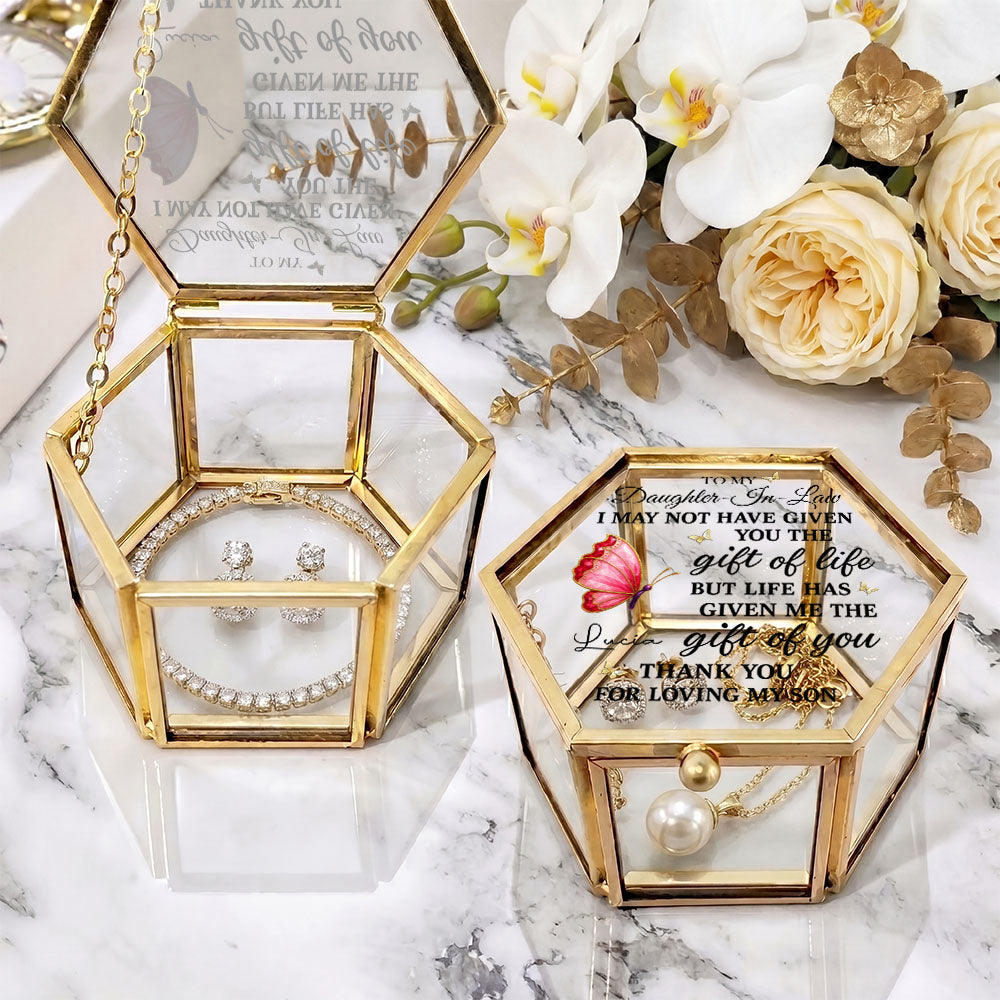 Personalized Glass Jewelry Box Custom Name Gift for Daughter-in-Law