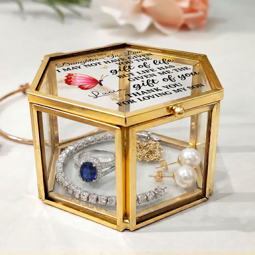 Personalized Glass Jewelry Box Custom Name Gift for Daughter-in-Law