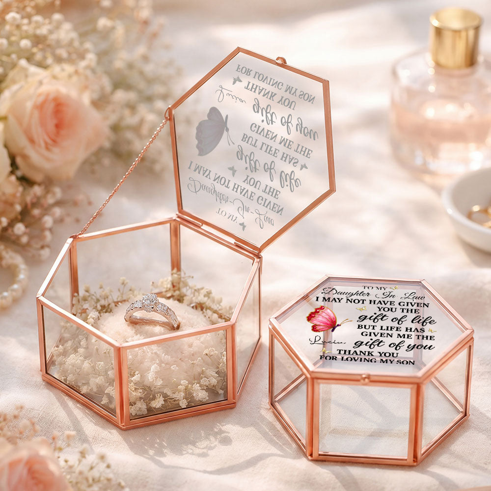 Personalized Glass Jewelry Box Custom Name Gift for Daughter-in-Law