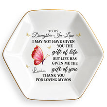 Load image into Gallery viewer, Personalized Hexagonal Jewelry Dish Custom Name Gift for Daughter-in-Law
