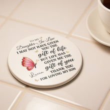 Load image into Gallery viewer, Personalized Butterfly Ceramic Coaster Custom Gift for Daughter-in-Law
