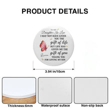 Load image into Gallery viewer, Personalized Butterfly Ceramic Coaster Custom Gift for Daughter-in-Law
