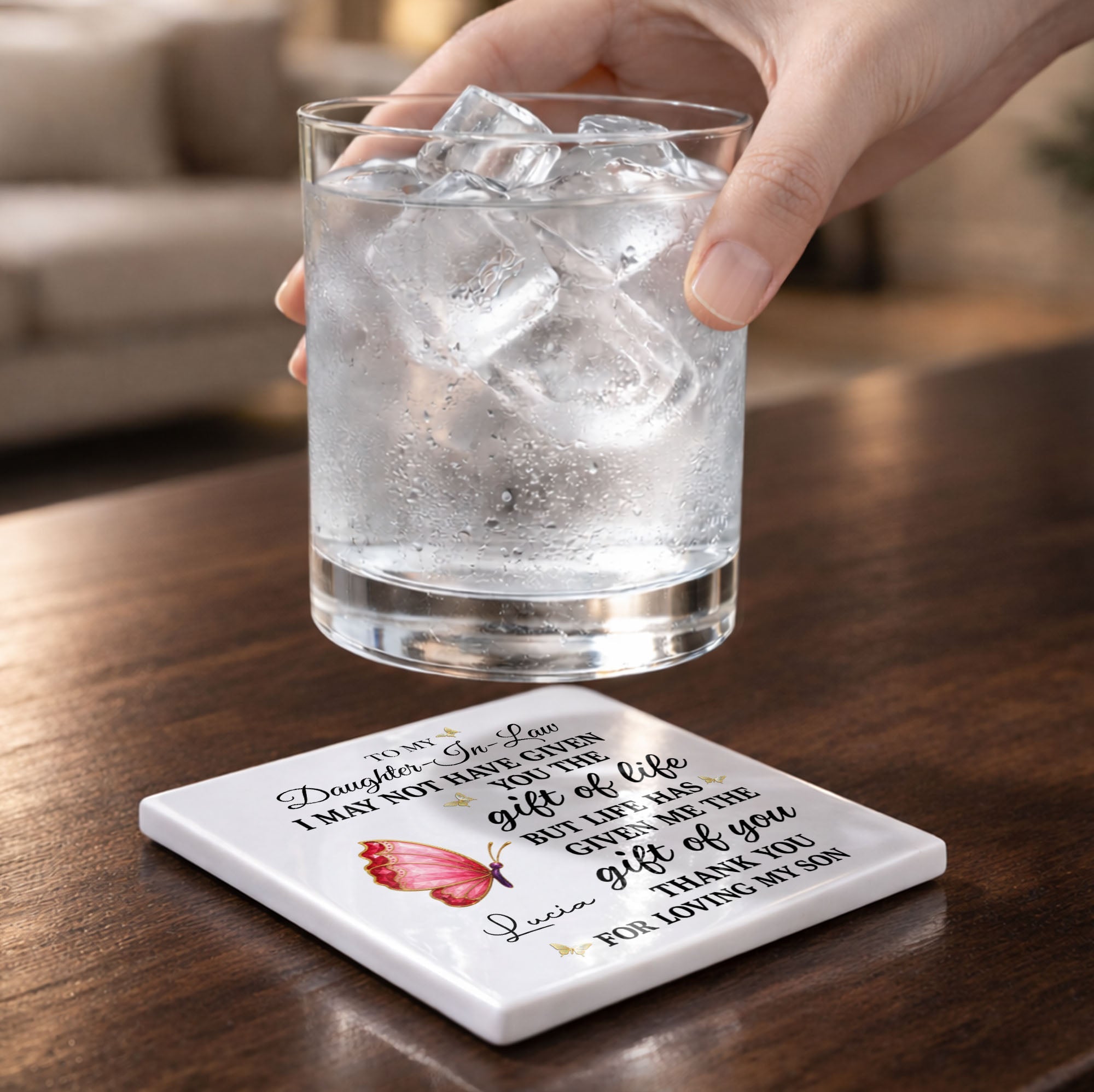 Personalized Square Ceramic Coaster Custom Gift for Daughter-in-Law