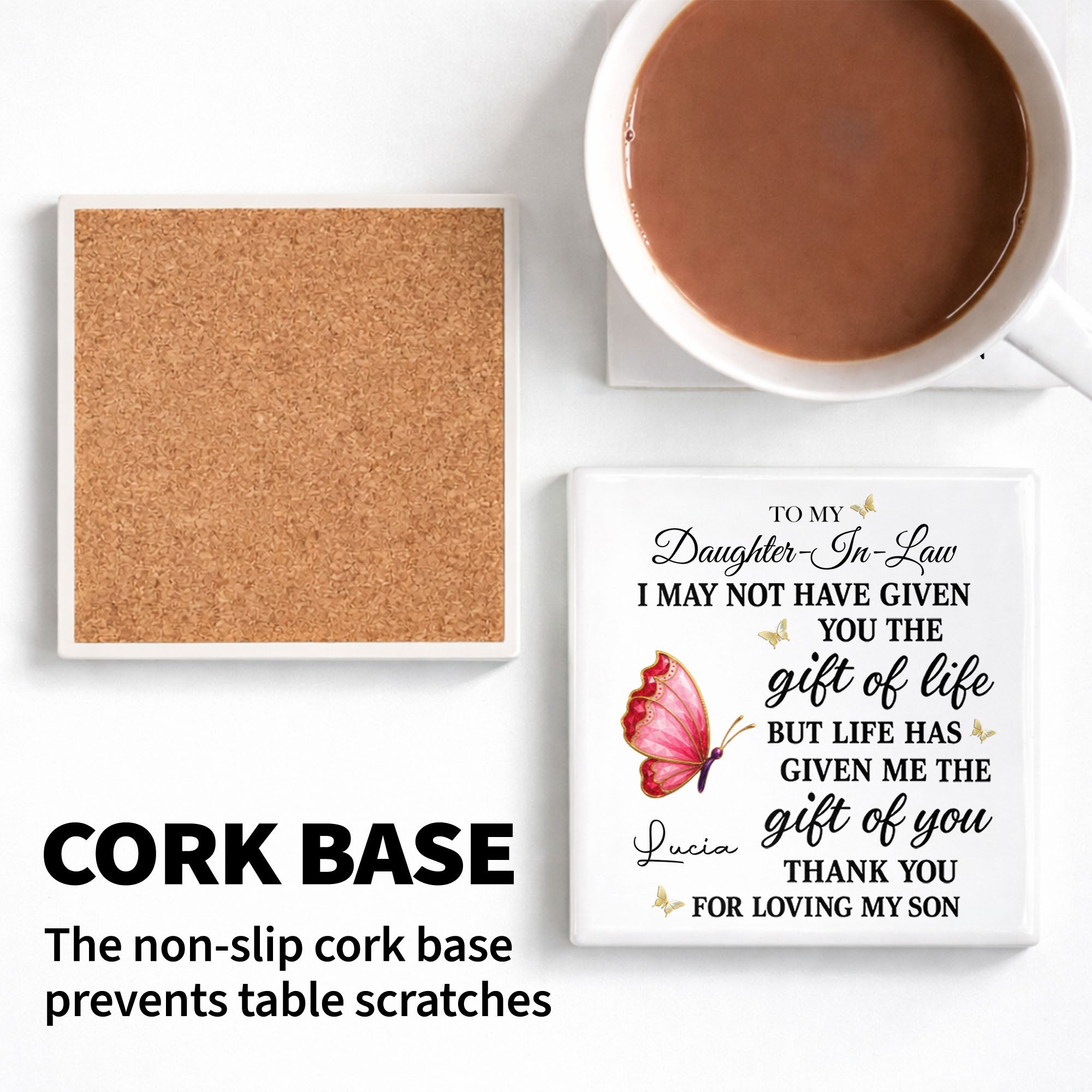 Personalized Square Ceramic Coaster Custom Gift for Daughter-in-Law