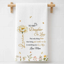 Load image into Gallery viewer, Personalized Birth Month Flowers Kitchen Towel Gift for Daughter-in-Law
