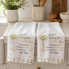 Load image into Gallery viewer, Personalized Birth Month Flowers Kitchen Towel Gift for Daughter-in-Law
