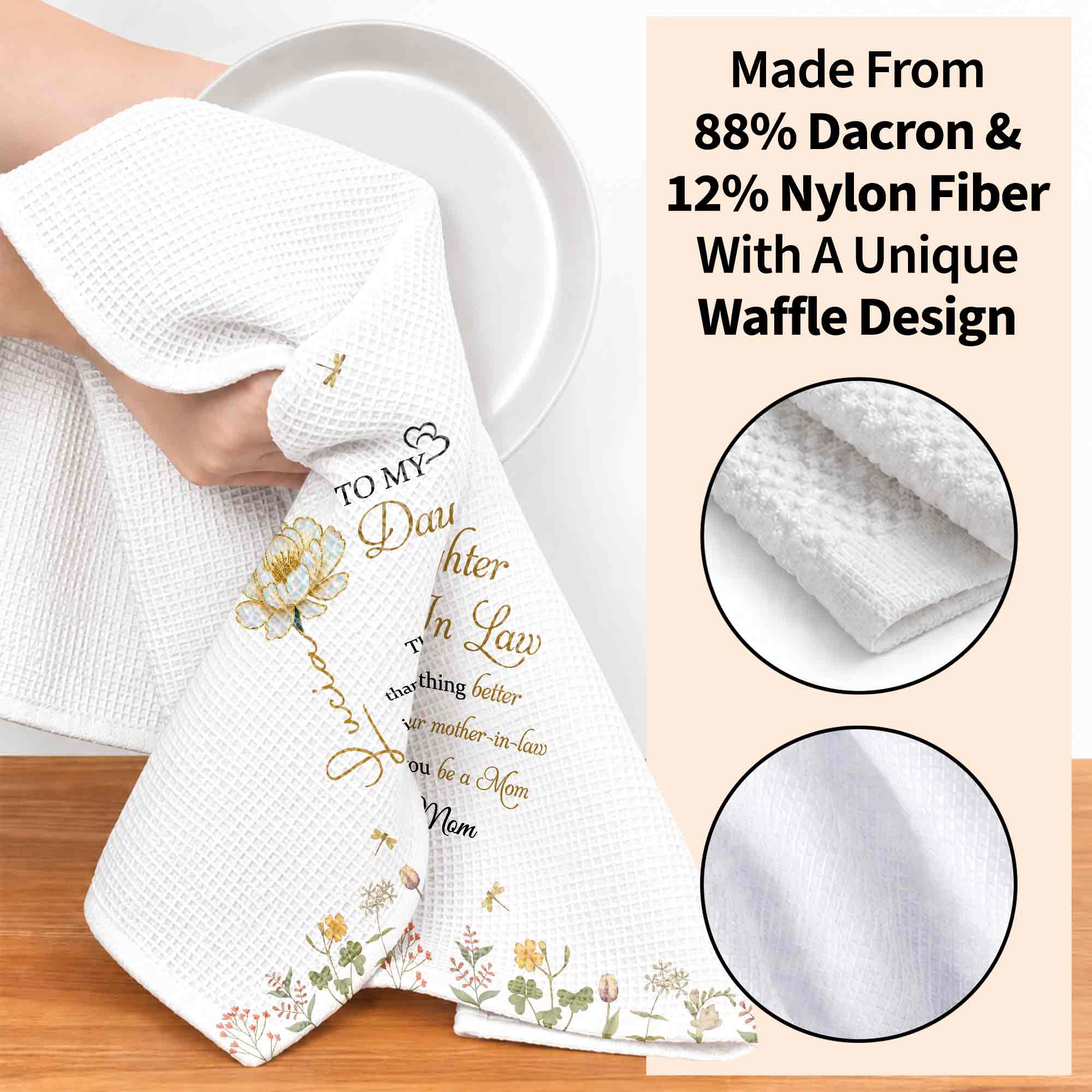 Personalized Birth Month Flowers Kitchen Towel Gift for Daughter-in-Law