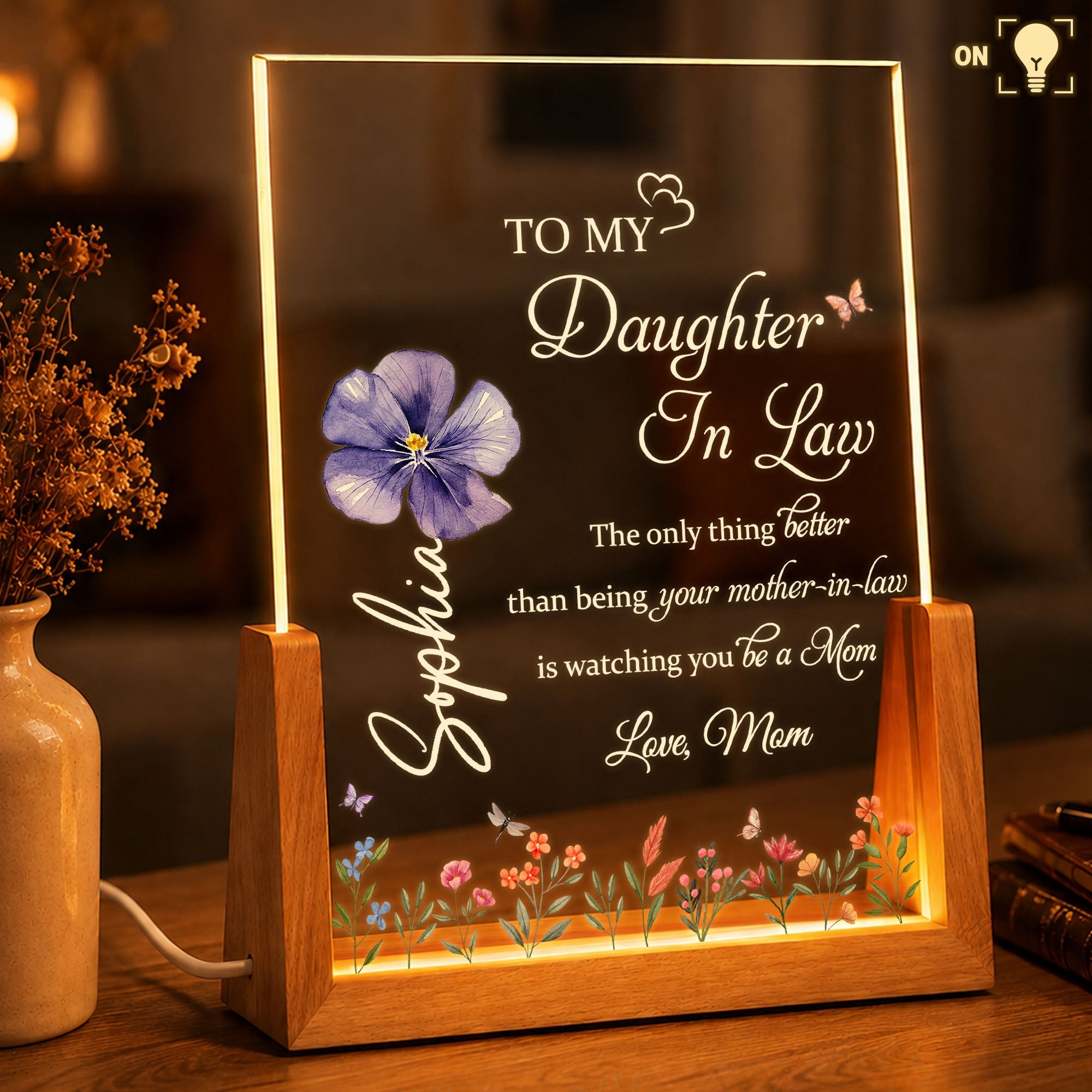 Personalized Acrylic Night Light Custom Name Gift for Daughter-in-Law