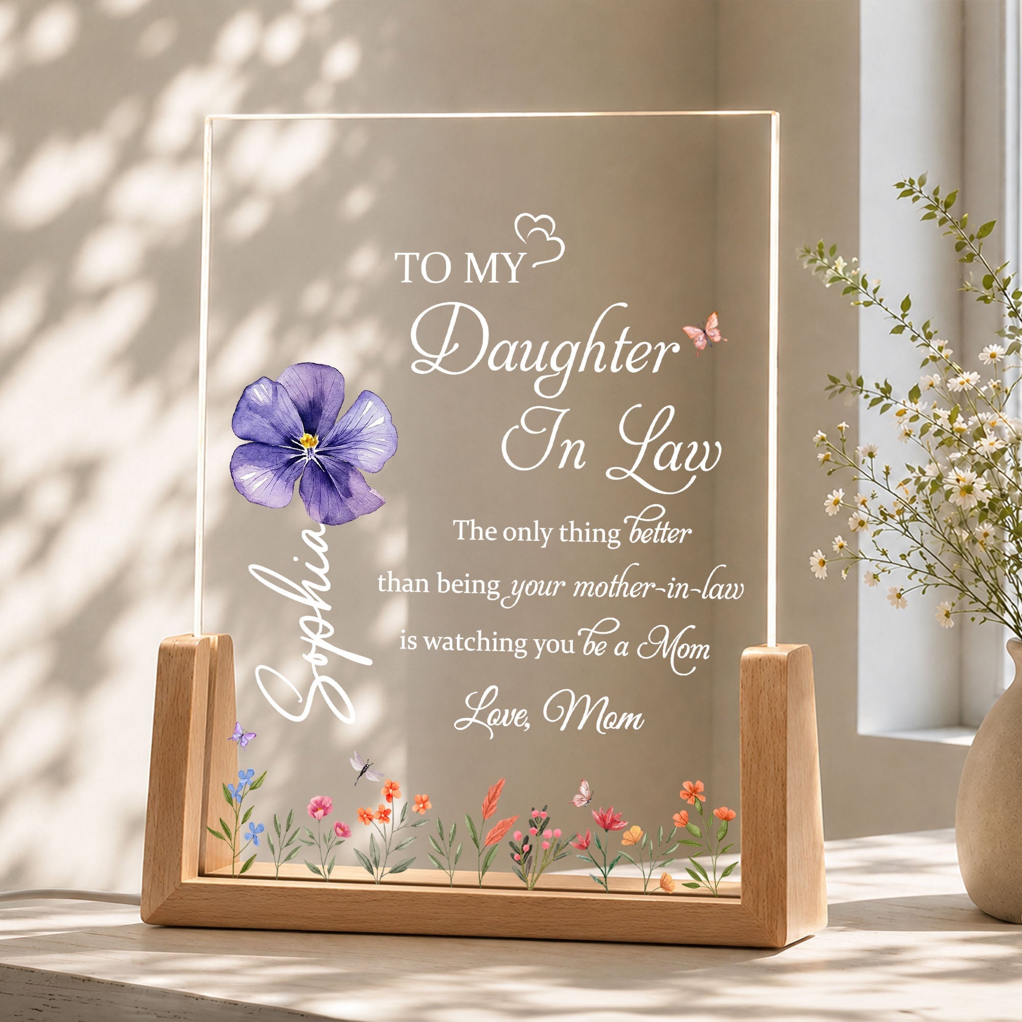 Personalized Acrylic Night Light Custom Name Gift for Daughter-in-Law
