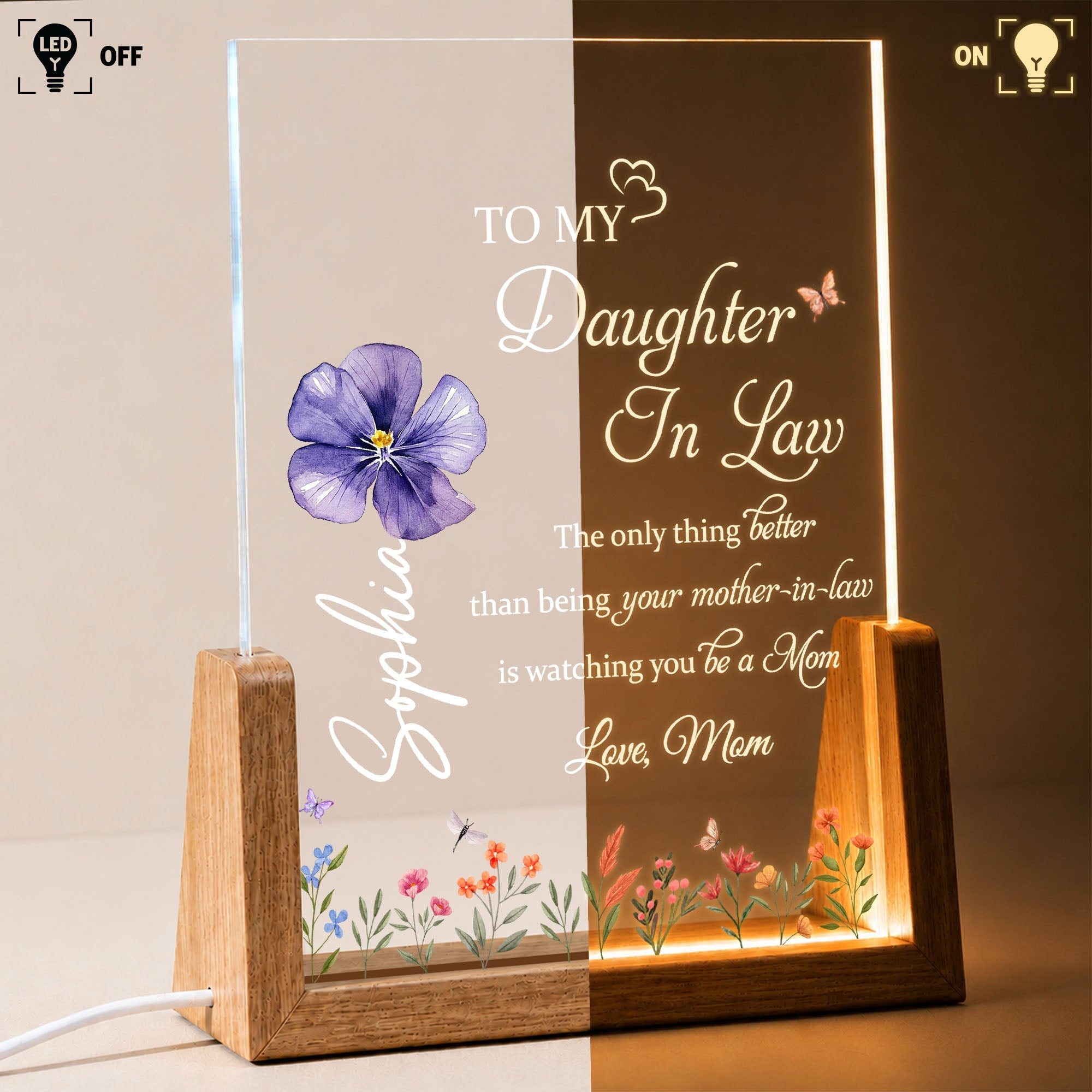 Personalized Acrylic Night Light Custom Name Gift for Daughter-in-Law