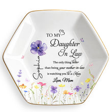 Load image into Gallery viewer, Personalized Birth Month Flower Jewelry Dish Custom Gift for Daughter-in-Law
